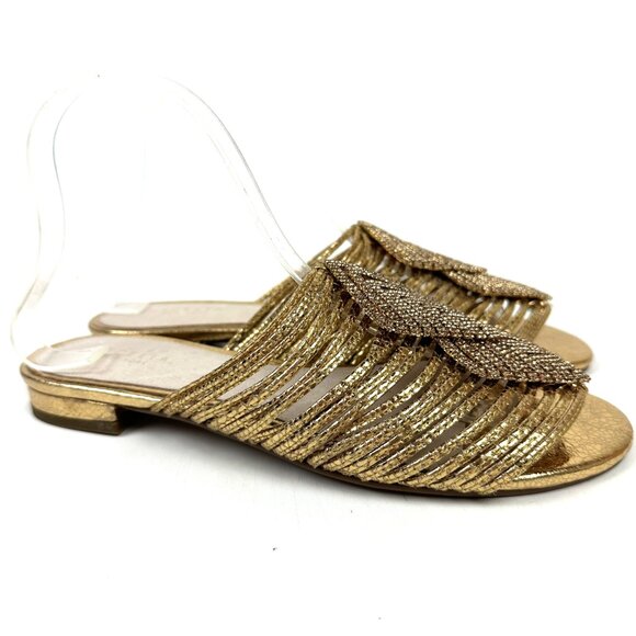 Cecilia New York Sienna Strappy Slide Sandals Gold Size 10 - Picture 4 of 8